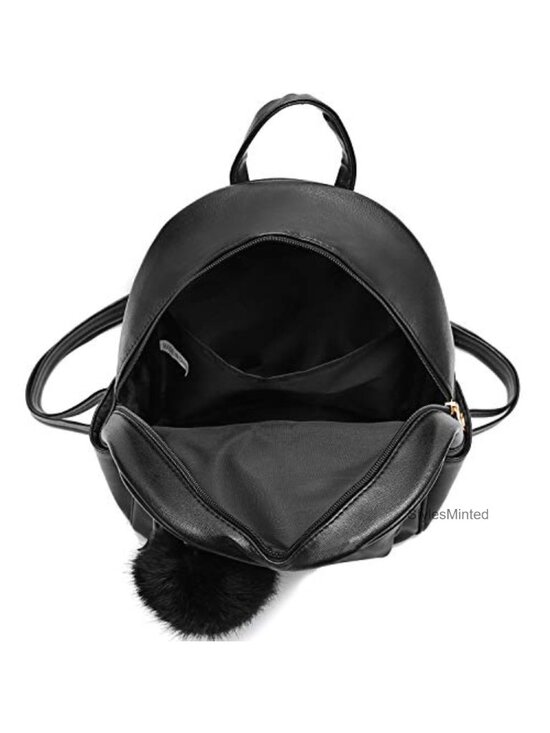 Mini Backpack Purse PU Leather with Charm Tassel Pom Pom